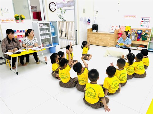 Giờ học lớp Mầm 2 đề tài  Nặn bánh quy  cô Nguyễn Thị Phương Linh phụ trách