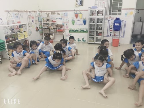 Lớp mẫu giáo 5-6 tuổi Lá 4 học kĩ năng hợp tác với bạn để cùng thực hiện nhiệm vụ