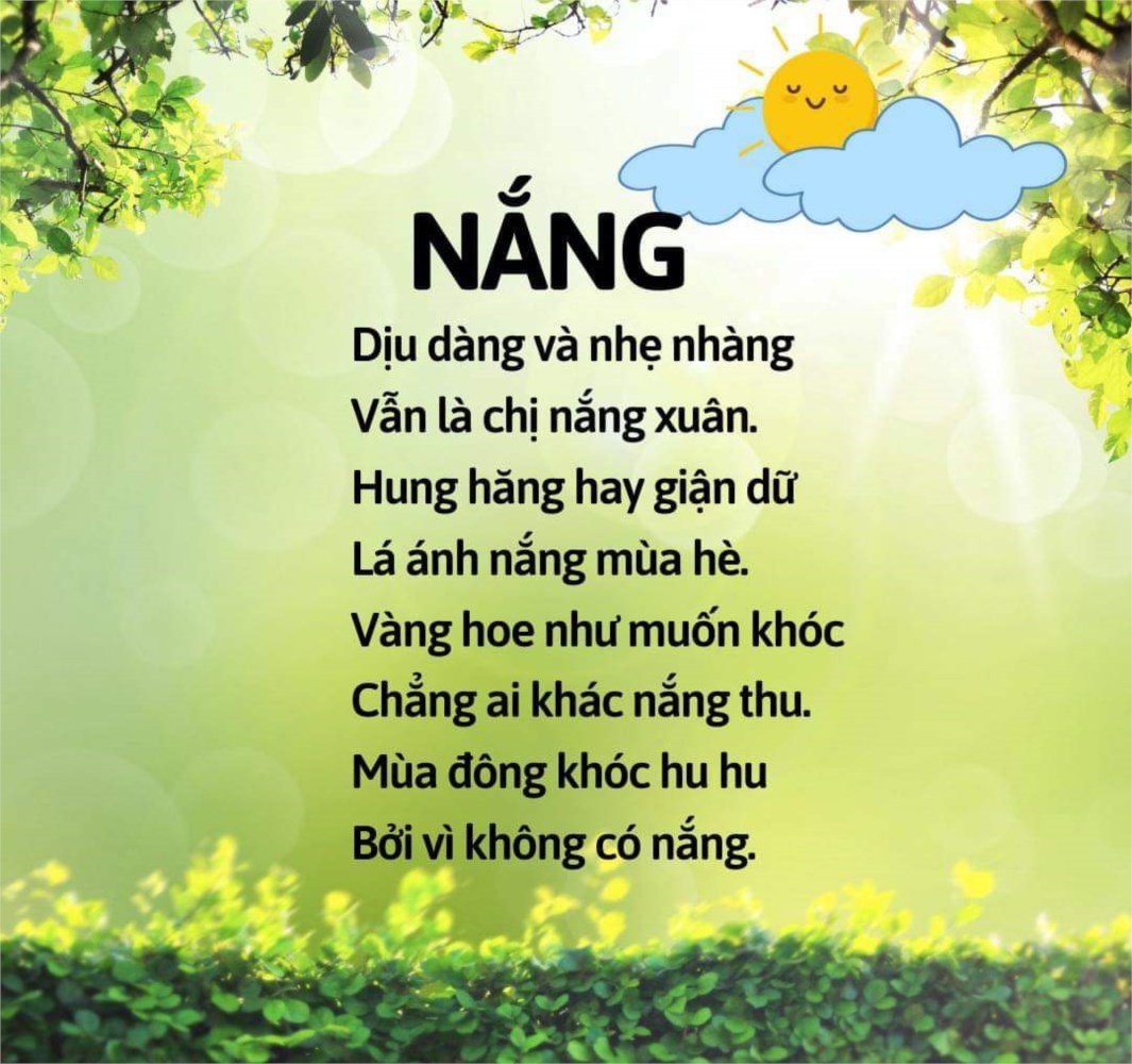 Bài thơ về thời tiết  Nắng 