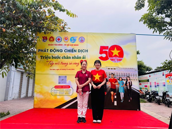 Hội CTĐ trường Mầm non 12 hưởng ứng chiến dịch  Triệu bước chân nhân ái - Tiếp nối trang sử vàng 