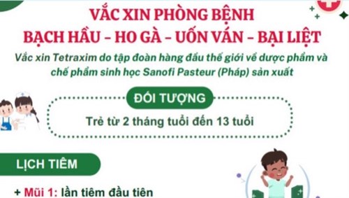 Vắc xin phòng bệnh Bạch hầu - Ho gà - Uốn ván - Bại liệt