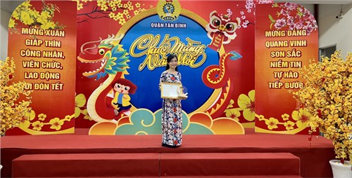 Đồng chí Nguyễn Thị Phi Hạnh vinh dự được tuyên dương  Gương sáng Đảng viên  năm 2024  theo quyết định khen thưởng số 16/QĐ-KT tại Liên đoàn Lao động quận Tân Bình