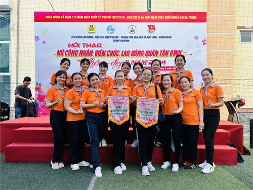 Công đoàn viên Mầm non 15 tham gia Hội thao Nữ Công nhân, Viên chức, Lao động quận Tân Bình  Khỏe - Đẹp  năm 2024 Chào mừng kỷ niệm 114 năm ngày Quốc tế Phụ nữ ( 8/3/1910 - 8/3/2024) và 1984 năm Cuộc Khởi nghĩa Hai Bà Trưng