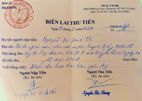 Tập thể CB-GV-NV và phụ huynh trường Mầm non 15 ủng hộ đồng bào các tỉnh, thành phố bị ảnh hưởng do bão số 3 gây ra