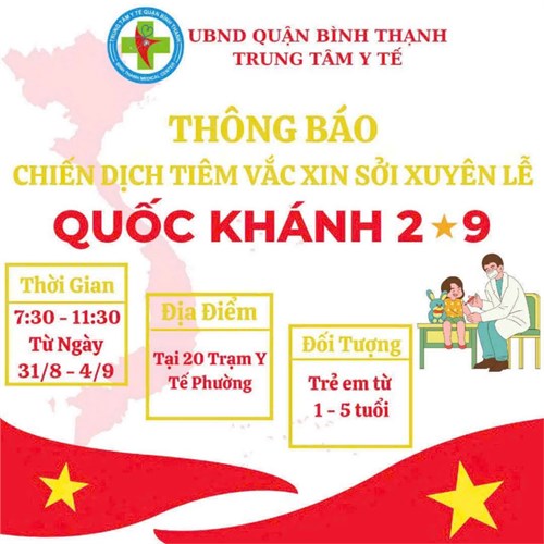 Qúi Phụ Huynh vui lòng cho trẻ đến Trạm y tế Phường để được chích ngừa bệnh Sởi.