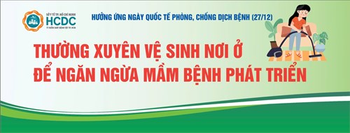 Trường Mầm Non 1 : Tuyên truyền sức khoẻ đến CB - GV - CNV và Phụ huynh, Banner thông điệp truyền thông hưởng ứng Ngày Quốc tế phòng chống dịch bệnh (27/12) năm 2024