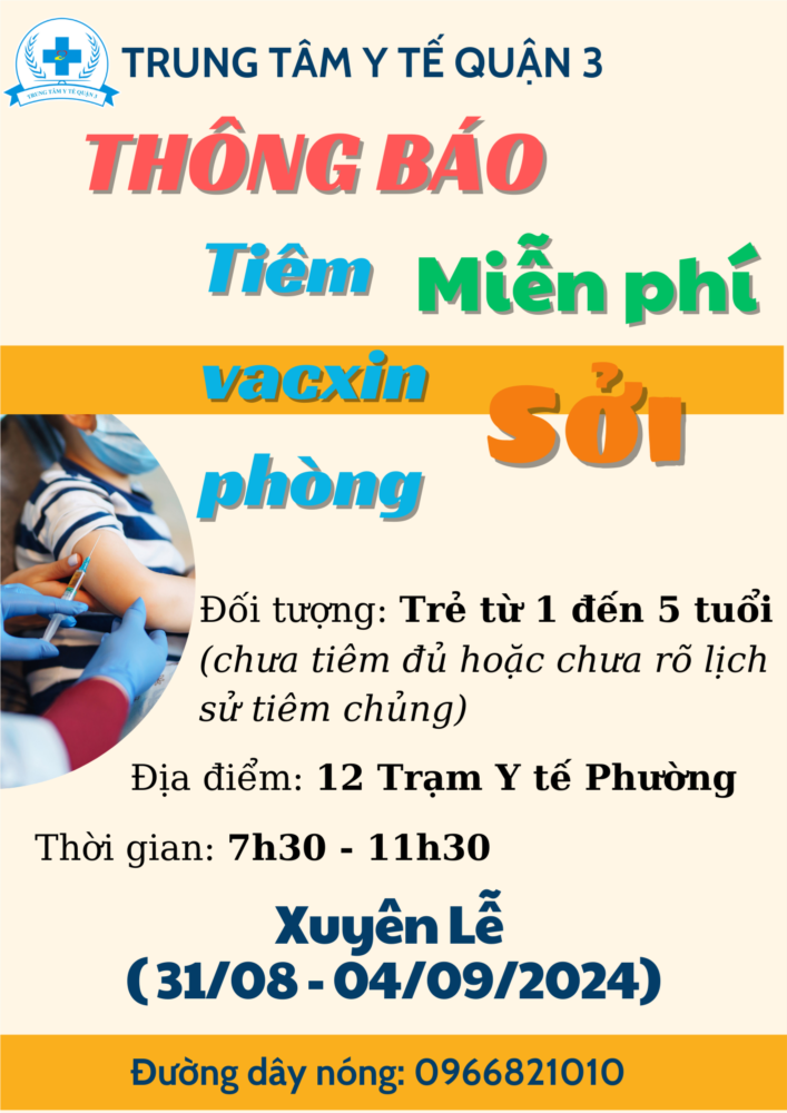 Thông báo về việc tiêm vacxin sởi