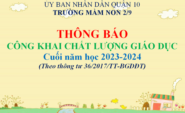 Thông báo công khai chất lượng giáo dục theo thông tư 36/2017/tt-bgdđt cuối năm học 2023-2024