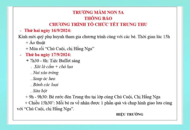 Chương trình tổ chức tết trung thu