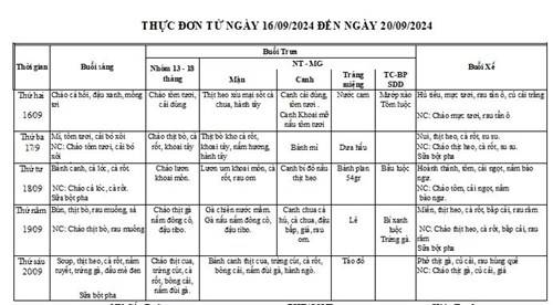 Tuần thứ 3 của tháng 9 từ ngày 16-9-2024 đến ngày 20-9-2024