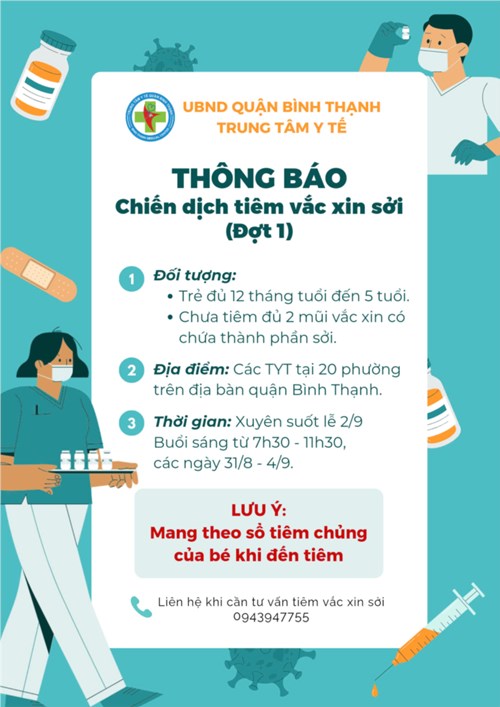 Thông báo chiến dịch tiêm vắc xin Sởi (Đợt 1)