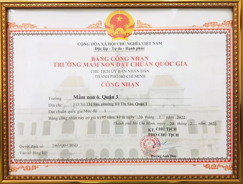 MN6 Q3 - QĐ chuan quoc gia quoc gia muc do 1 ngay 20-07-2022