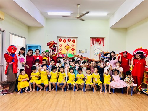 Các bé lớp Sơn Ca 1 (Mẫu giáo 4-5 tuổi) trong ngày đầu tiên trở lại trường lớp sau kỳ nghỉ Tết nguyên đán.