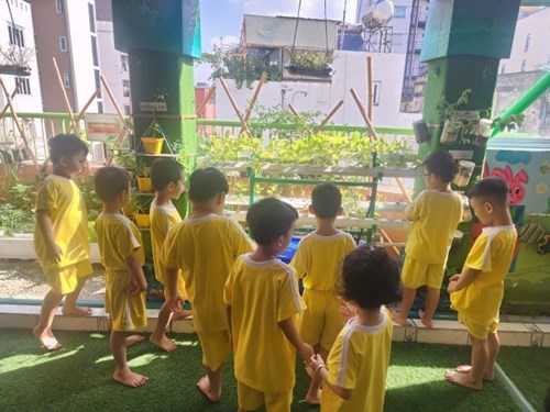 Giờ hoạt động ngoài trời của các bé lớp Pooh 1