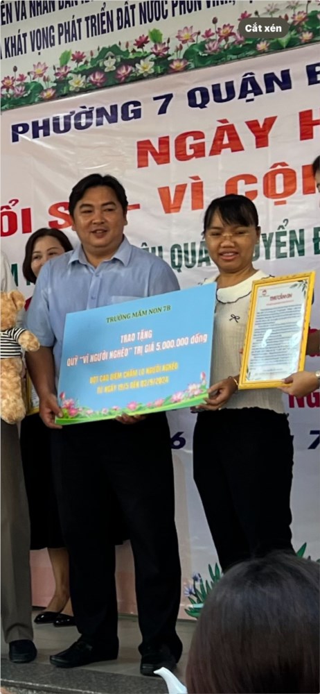 Công trình 5.000.000đ của tập thể Trường Mầm non 7B. Trân quý tấm lòng của tập thể,