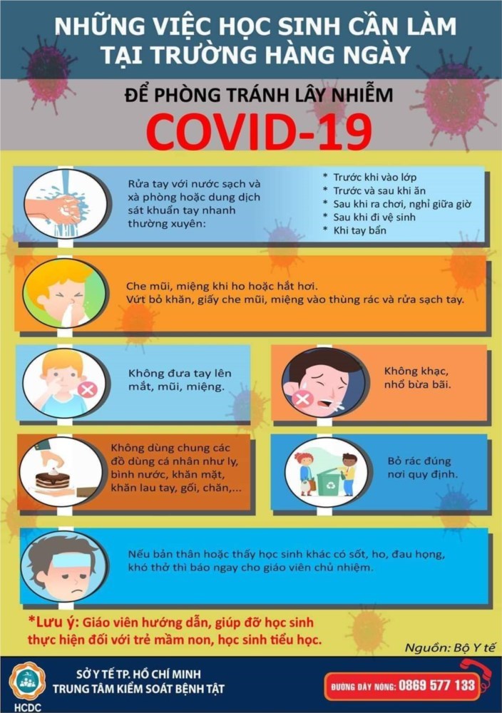 Những việc học sinh cần làm tại trường hàng ngày để tránh lây nhiễm Covid-19