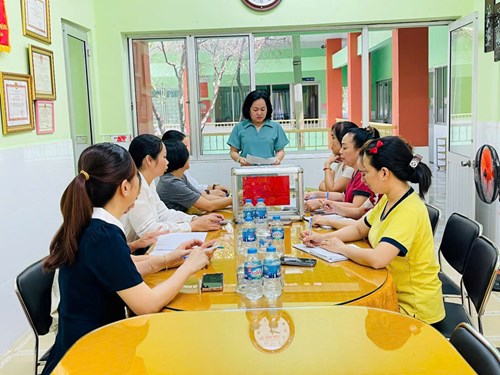 Thực hiện cv số 293/GDĐT ngày 20/02/2025  Về tiếp tục triển khai thực hiện Kế hoạch số 139-KH/TU ngày 21/6/2022 của Ban Thường vụ Thành uỷ về quy hoạch nguồn nhân sự cán bộ lãnh đạo, quản lý nhiệm kỳ 2025 - 2030 và rà soát bổ sung quy hoạch nhiệm kỳ 2020-2025 chiều ngày 28/02/2025 trường mầm non Bình Trưng Đông đã tổ chức Hội nghị nhằm rà soát, bổ sung nguồn nhân sự cán bộ lãnh đạo, quản lý của nhà trường nhiệm kỳ 2025-2030.