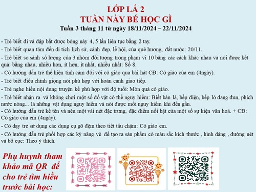 Kế hoạch tuần 3 tháng 11 lớp Lá 2