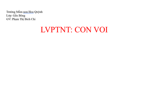 Giáo án LQPTNT: Con voi Lứa tuổi 24 - 36 tháng