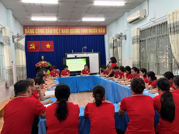 Họp hội đồng sư phạm góp ý đánh giá xếp loại bình chọn các danh hiệu thi đua cuối năm 2024-2025