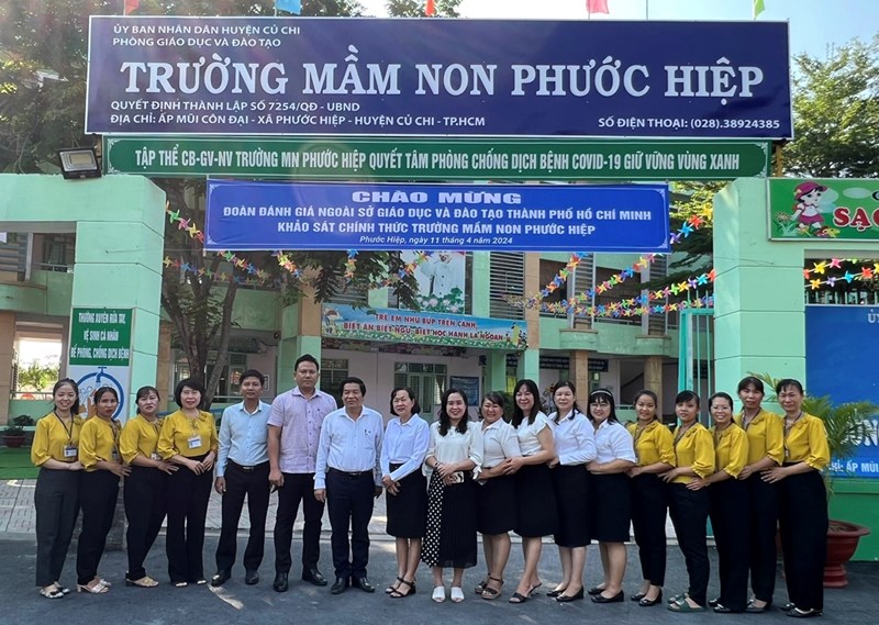 Đoàn đánh giá ngoài Sở GDĐT Tp HCM khảo sát chính thức Trường MN Phước Hiệp.