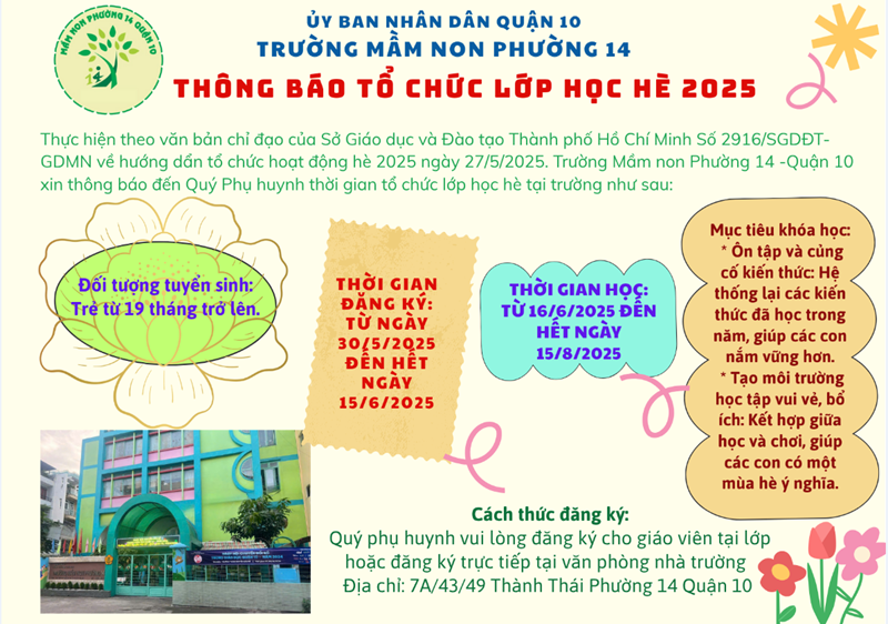 Thông báo học hè 2025