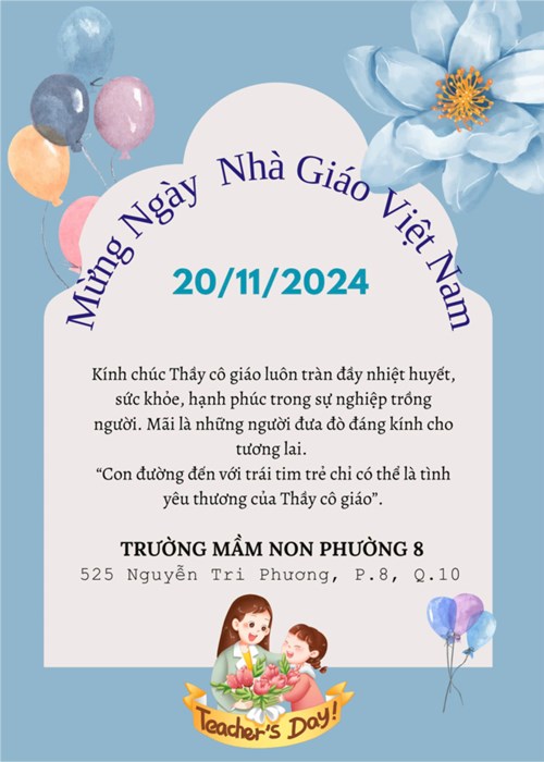 Trường Mầm non Phường 8 chúc mừng ngày Nhà Giáo Việt Nam 20/11