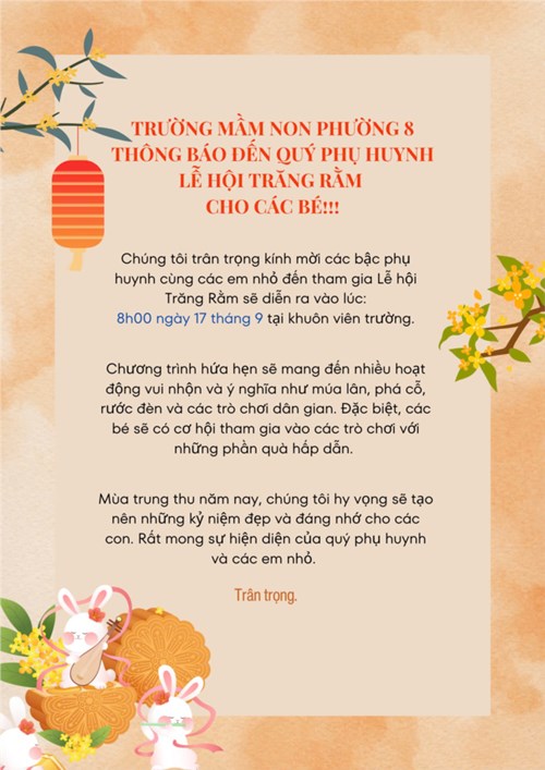 Thông báo Lễ hội trăng rằm 2024