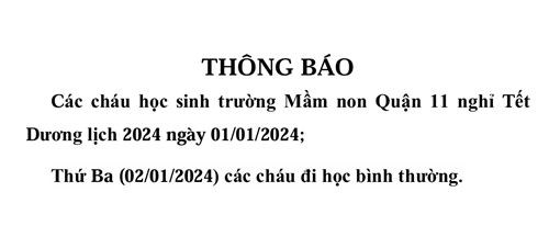 Nghỉ Tết Dương lịch 2024