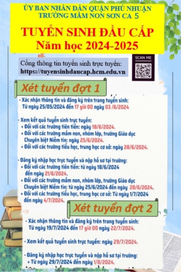Trường mầm non sơn ca 5 tuyển sinh đầu cấp