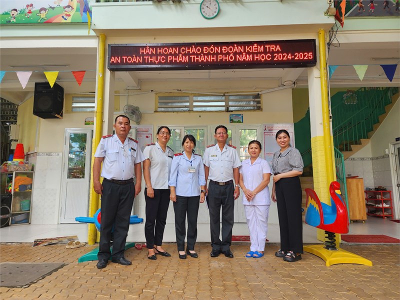 Trường mầm non tân quy đón tiếp đoàn kiểm tra an toàn thực phẩm năm học 2024-2025
