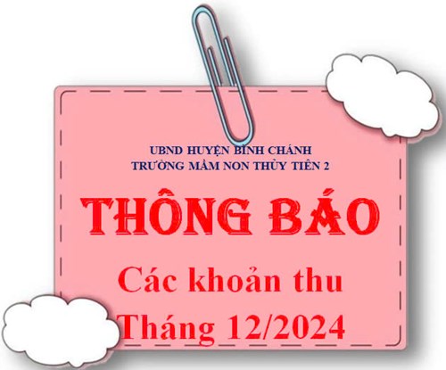 Thông báo các khoản thu tháng 12/2024