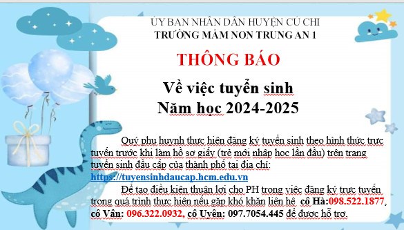 Thông báo tuyển sinh năm học 2024-2025