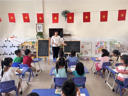 Hoạt động tạo hình:  Bé vẽ chú bộ đội - Lớp Lá 2