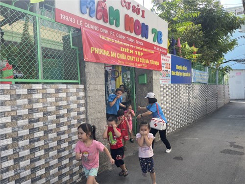 Trường Mầm non 7B quận Bình Thạnh 
Diễn tập phương án chữa cháy và cứu hộ, cứu nạn năm học 2023-2024