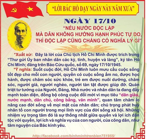 Lời Bác Hồ dạy ngày này năm xưa: ngày 17/10/1945