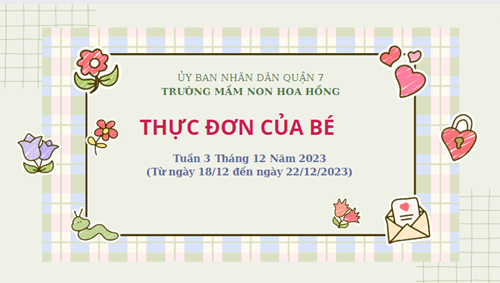 Thực đơn tuần 3 tháng 12 năm 2023