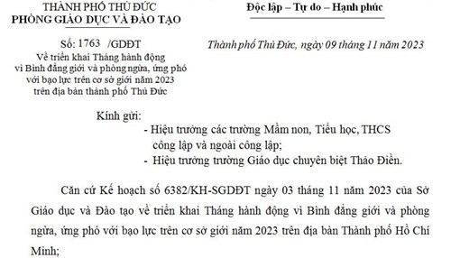 Tháng hành động vì bình đẳng giới và phòng ngừa ứng phó với bạo lực trên cơ sở giới năm 2023
