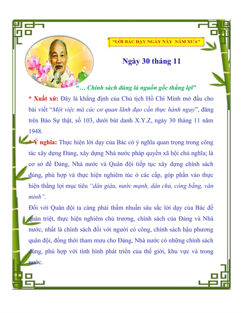 Lời bác dạy ngày 30/11