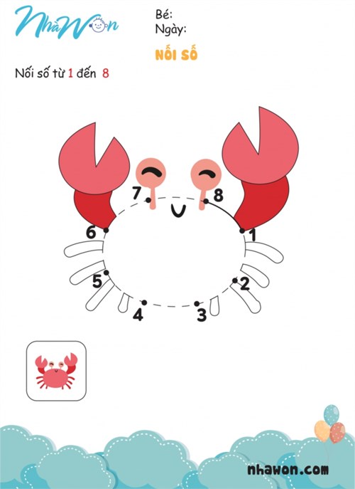 Bé nối số và tô màu