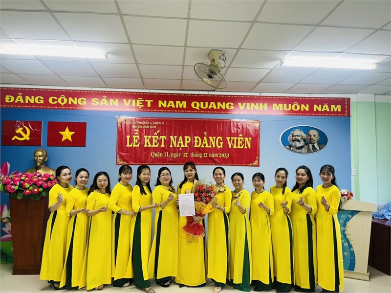 CĐCS Mầm Non Phường 3 tham dự Lể kết nạp Đảng viên năm 2023 cho 2 Công đoàn viên ưu tú.