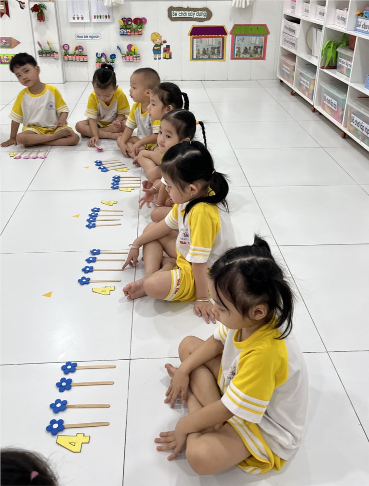 giáo án : Làm quen với toán. Biết điếm và tạo nhóm 4 đối tượng