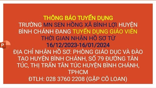 Thông Báo Tuyển Dụng
