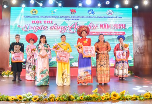 Công đoàn cơ sở mầm non 10 tham gia hội thi duyên dáng áo dài quận tân bình năm 2024.