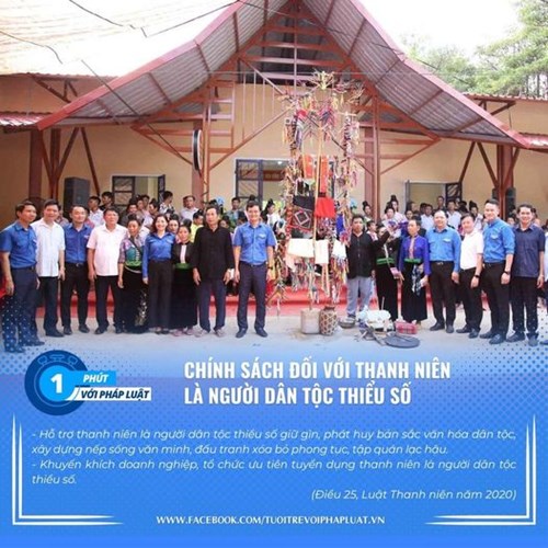 · 
[ 1 PHÚT VỚI PHÁP LUẬT ] CHÍNH SÁCH ĐỐI VỚI THANH NIÊN LÀ NGƯỜI DÂN TỘC THIỂU SỐ
- Hỗ trợ thanh niên là người dân tộc thiểu số giữ gìn, phát huy bản sắc văn hóa dân tộc, xây dựng nếp sống văn minh, đấu tranh xóa bỏ phong tục, tập quán lạc hậu.
- Khuyến khích doanh nghiệp, tổ chức ưu tiên tuyển dụng thanh niên là người dân tộc thiểu số.
#BTG #TTVPL #MPVPL
#TuoitreTanBinh