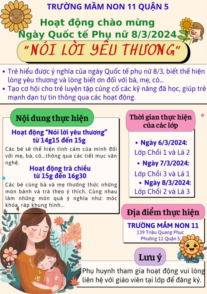 Hoạt động chào mừng ngày quốc tế phụ nữ 8/3 - khối chồi và lá