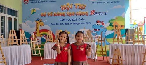 Tham gia Hội thi  Bé sáng tạo cùng Bitex . Bé Trần Vũ An Nhiên Lớp Lá 1 đạt giải nhì với đề tài: Giàn mướp nhà em