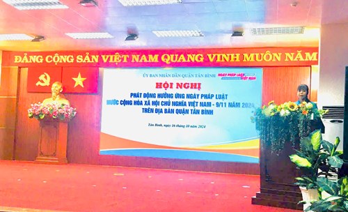 HƯỞNG ỨNG “NGÀY PHÁP LUẬT NƯỚC CỘNG HÒA XÃ HỘI CHỦ NGHĨA VIỆT NAM - 09/11” NĂM 2024 - Quận Tân Bình