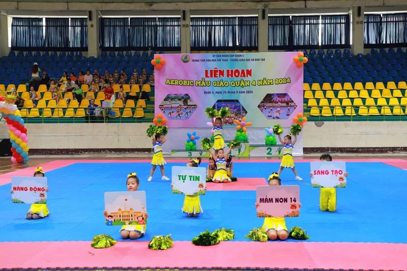 Trường mầm non 14 tham gia liên hoan aerobic mẫu giáo quận 4 năm 2024