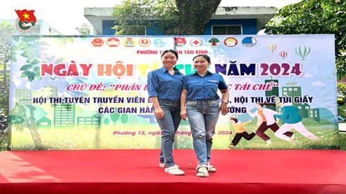 Đoàn viên Chi đoàn trường Mầm non 15 tham gia  Ngày hội tái chế năm 2024  - Chủ đề  Phân loại rác để được tái chế 